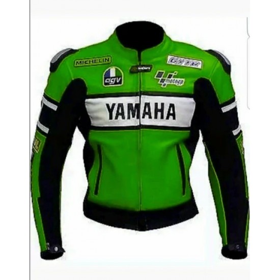 YAMAHA MEN MOTORCYCLE GREEN LEATHER RACING JACKET