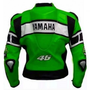 YAMAHA MEN MOTORCYCLE GREEN LEATHER RACING JACKET