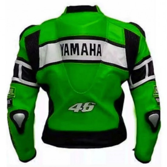 YAMAHA MEN MOTORCYCLE GREEN LEATHER RACING JACKET