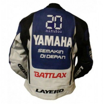 YAMAHA MOTORCYCLE BLUE LEATHER RACING JACKET