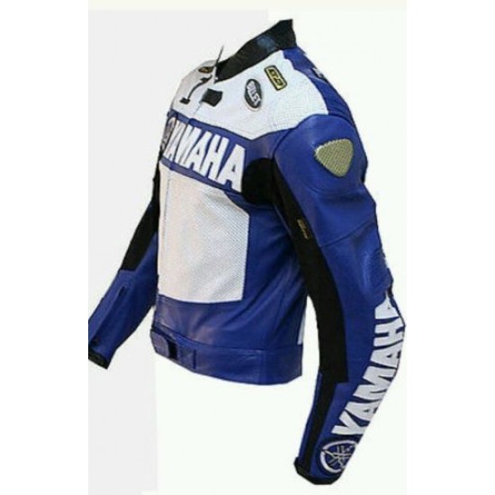 YAMAHA BLUE MOTORCYCLE LEATHER RACING JACKET SIZE US MEDIUM