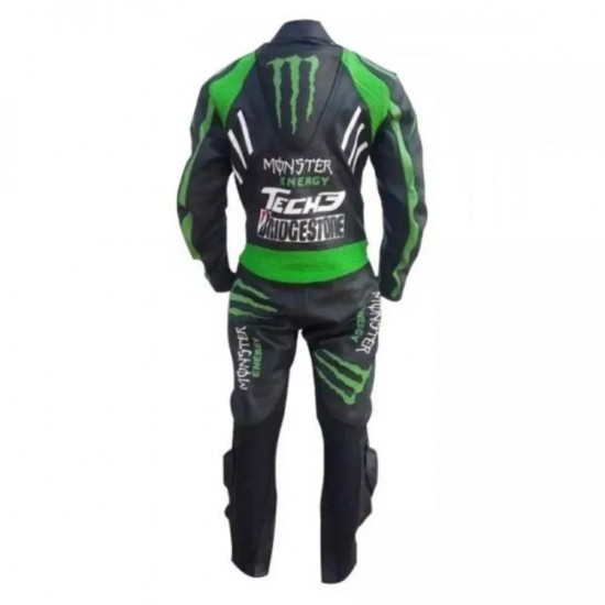 Custom Yamaha Monster Energy Motorbike Leather Racing Suit Black Green