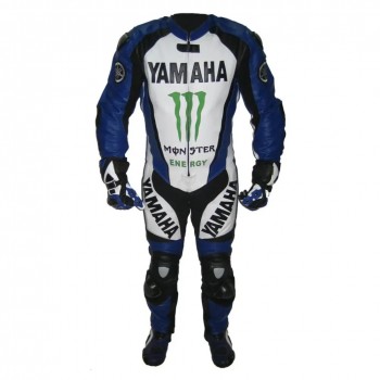 Custom Yamaha Monster Energy Motorcycle Leather Racing Suit Blue White