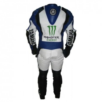 Custom Yamaha Monster Energy Motorcycle Leather Racing Suit Blue White