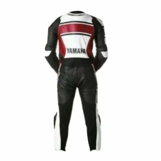 Custom Yamaha Motorbike Leather Racing Suit Black White Red