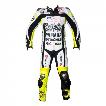 Custom Yamaha Petronas VR 46 Moto Gp Leather Racing Suit White Black Yellow