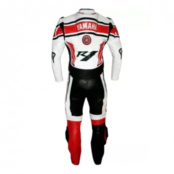 Yahama R1 Custom Moto Gp Leather Racing Suit White Red Black