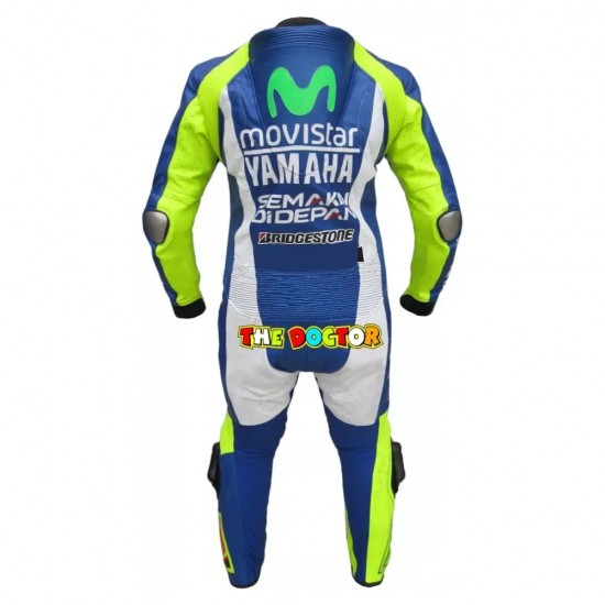 Yamaha VR 46 Custom Moto Gp M1 Leather Racing Suit Blue Yellow White