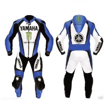 YAMAHA MOTORCYCLE BLUE LEATHER RACING SUIT