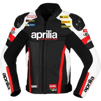 Aprilia Custom Motorbike Leather Racing Jacket Black Red White Green