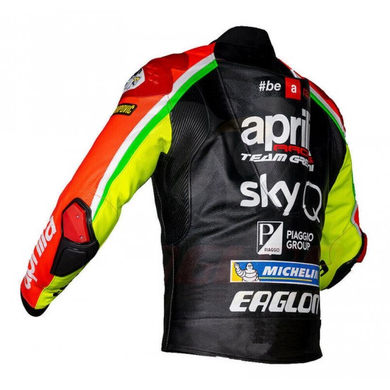 Aprilia Racing Team Gresini Custom Motorcycle Leather Jacket Black Orange