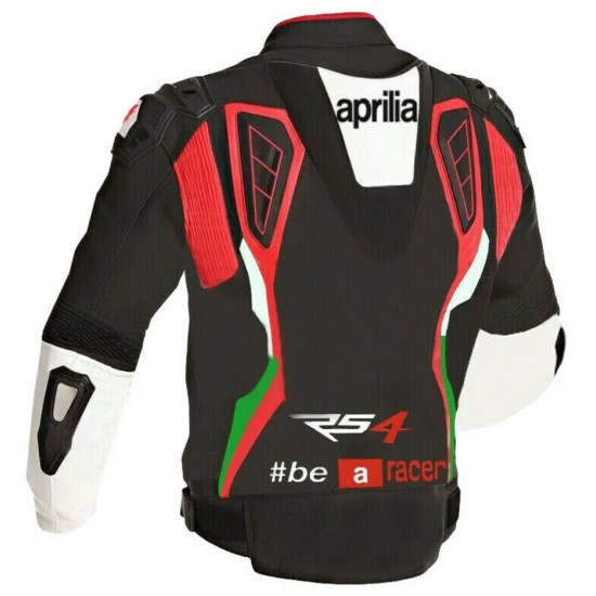 APRILIA BLACK MEN MOTORCYCLE LEATHER RACING JACKET