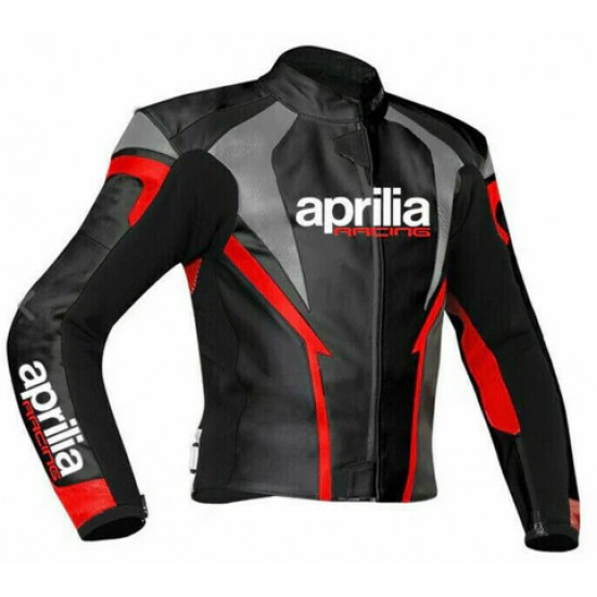 APRILIA BLACK MOTORCYCLE LEATHER RACING JACKET