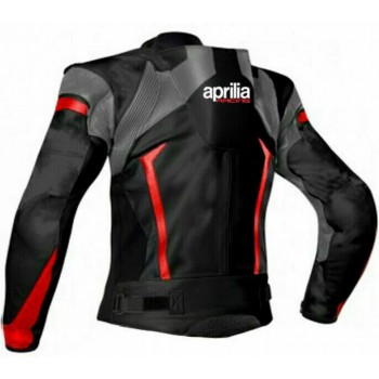 APRILIA BLACK MOTORCYCLE LEATHER RACING JACKET