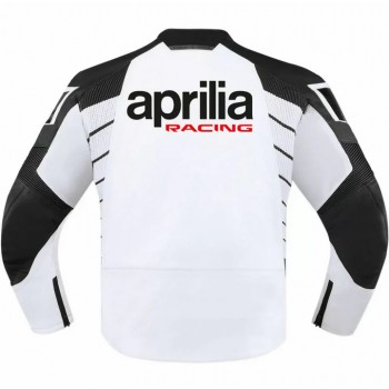 APRILIA MOTORCYCLE WHITE LEATHER RACING JACKET