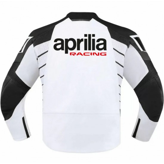 APRILIA MOTORCYCLE WHITE LEATHER RACING JACKET