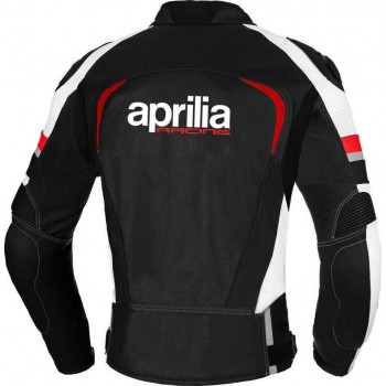 Aprilia Custom Motorbike Leather Racing Jacket Black White Red