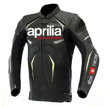 Aprilia Racing Custom Motorcycle Leather Jacket Black