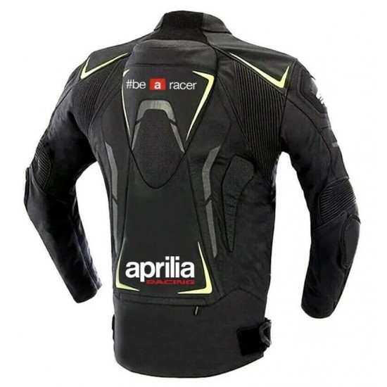 Aprilia Racing Custom Motorcycle Leather Jacket Black