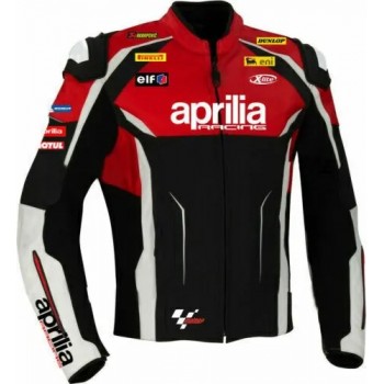 Aprilia Racing Motogp Custom Motorcycle Leather Jacket Black Red White