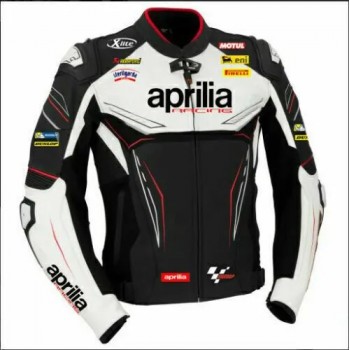 Aprilia Racing Motogp Custom Motorcycle Leather Jacket Black White