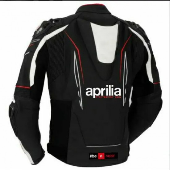 Aprilia Racing Motogp Custom Motorcycle Leather Jacket Black White