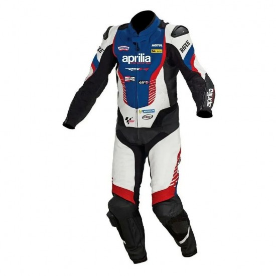 Aprilia Custom Moto Gp Leather Racing Suit Blue White Black Red