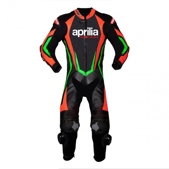 Aprilia Custom Motorcycle Leather Racing Suit Black Red Green