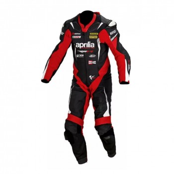 Aprilia Custom Racing RSV4 Moto Gp Leather Suit Black Red