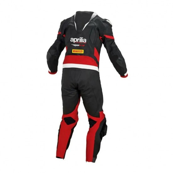 Aprilia Custom Racing RSV4 Moto Gp Leather Suit Black Red