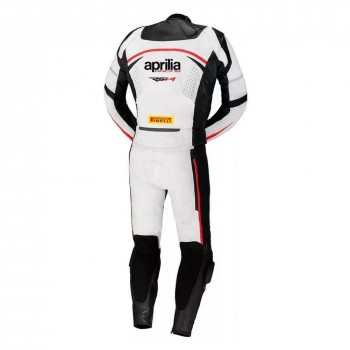 Aprilia Racing RSV4 Leather Motorbike Suit White Black Red