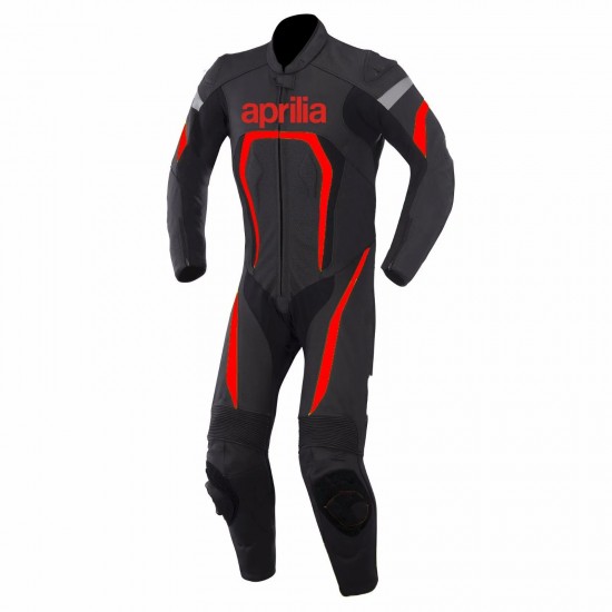 Custom Aprilia Motorbike Leather Racing Suit Black Red