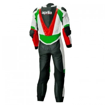 Custom Aprilia Racing Motorbike Leather Racing Suit Black White Red Green