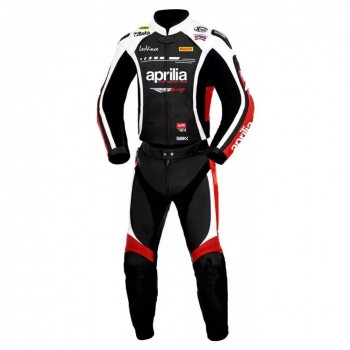 Custom Aprilia Racing RSV4 Leo Vince Motorbike Suit Black Red White