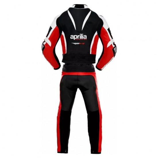 Custom Aprilia Racing RSV4 Leo Vince Motorbike Suit Black Red White