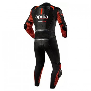 Custom Aprilia Racing SBK Motorcycle Leather Suit Black Red