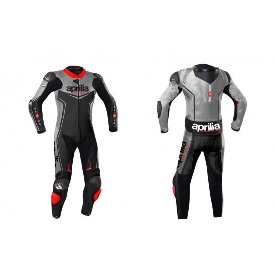 APRILIA MOTORCYCLE LEATHER RACING ONE PIECE GREY SUIT