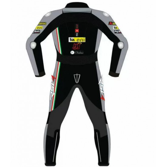 APRILIA MEN MOTORCYCLE GRAY LEATHER RACING SUIT