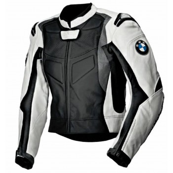 BMW Custom Motorbike Leather Racing Jacket White Black