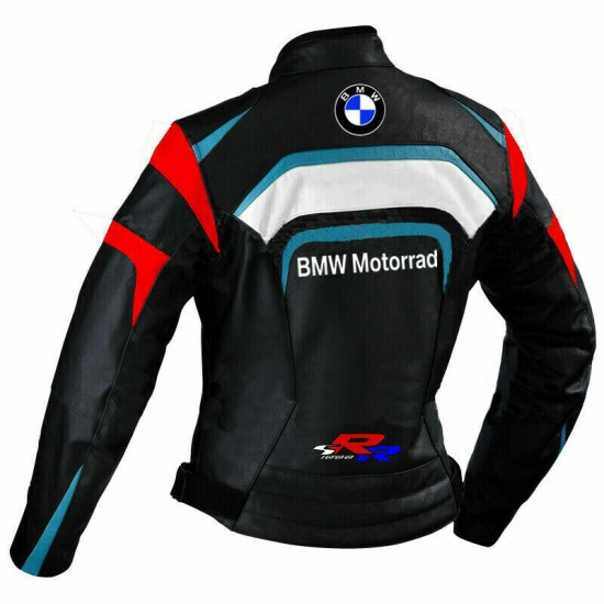 BMW Motorrad S1000 RR Custom Motorcycle Leather Racing Jacket Black Red