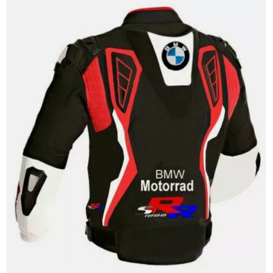 Custom BMW S1000 RR Motorbike Leather Racing Jacket Black Red White