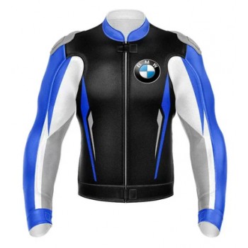 BMW BLUE AND WHITE LEATHER RACING JACKET