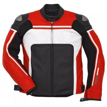 Custom Ducati Motorcycle Leather Racing Jacket Red Black White