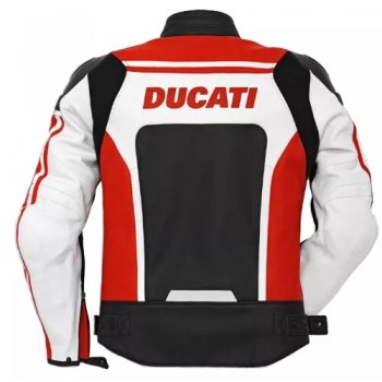 Custom Ducati Motorcycle Leather Racing Jacket Red Black White