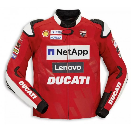 Ducati Custom Motorcycle Leather Racing Jacket Red White