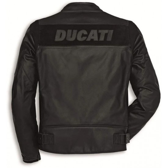 DUCATI BLACK MOTORCYCLE LEATHER RACING JACKET