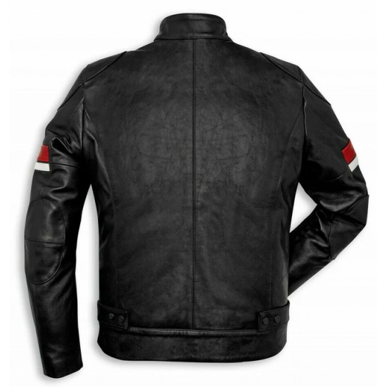 DUCATI MOTORCYCLE BLACK LEATHER RACING JACKET