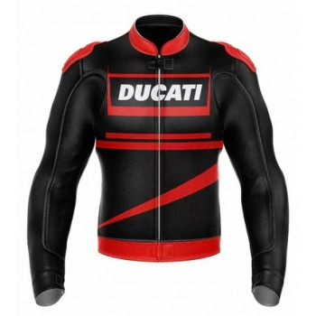 DUCATI CORSE BLACK MOTORCYCLE LEATHER RACING JACKET