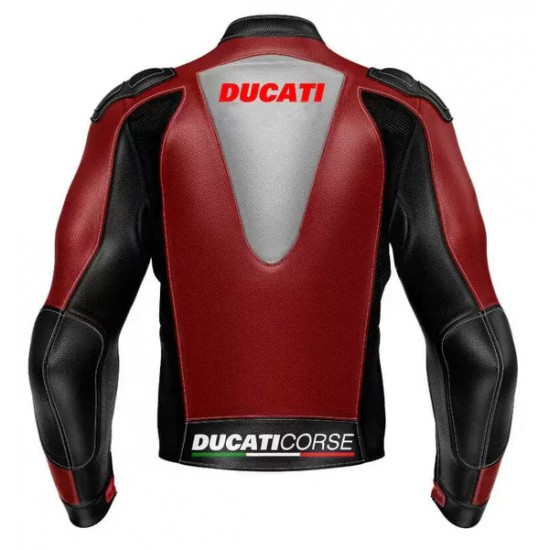 DUCATI CORSE MOTORCYCLE RED LEATHER RACING JACKET