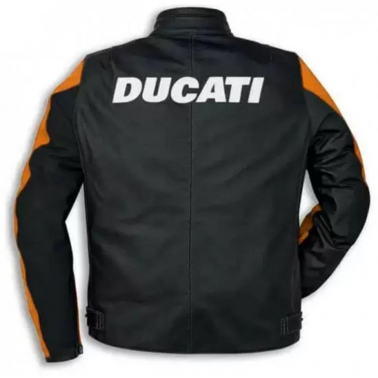 DUCATI ORANGE MOTORCYCLE LEATHER RACING JACKET